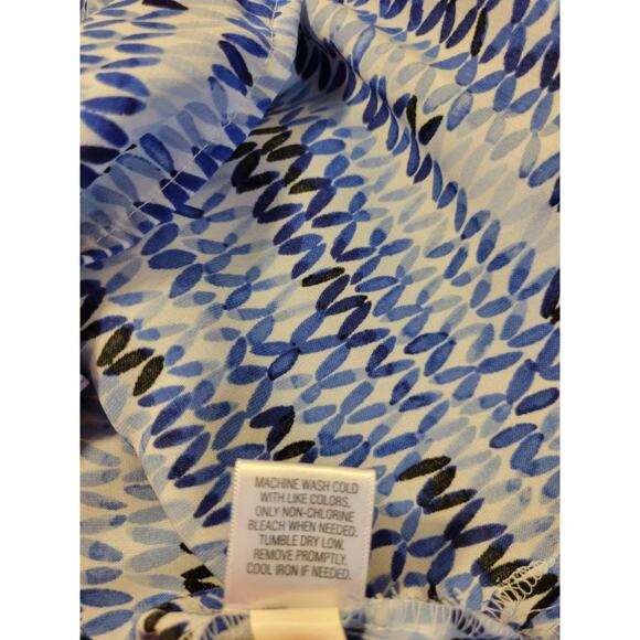 Dana Buchman Patterned Pleated Button Blouse Top Blue Women's Size Large - Picture 7 of 11